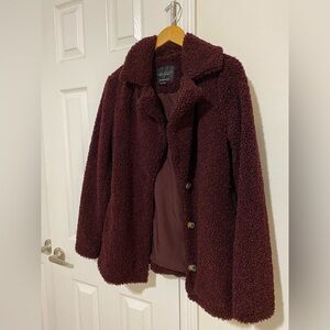 Sanctuary Burgundy Sherpa Women’s Three Button Coat XS